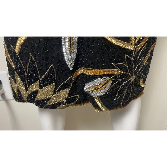 VINTAGE MANNEQUIN BEADED SEQUIN 80'S GLAM DRESS M - Picture 7 of 12